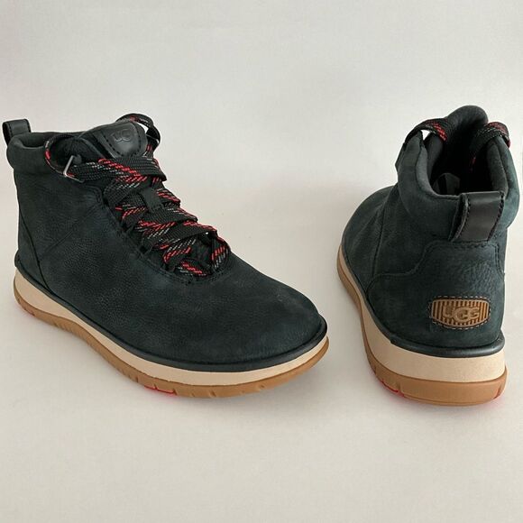 UGG Waterproof Pebbled Leather Lakesider Lace-up Ankle Boots Black 9 - Picture 3 of 14